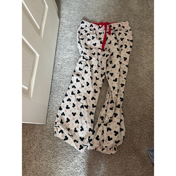 Disney Mickey Minnie Mouse Pajama Set Loungewear Sleepwear Flannel Womens Large - Picture 2 of 3